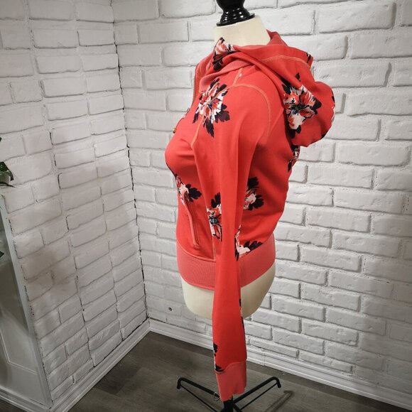 Lululemon Athletica Ladies Size 2 Full Zip Orange with Flower Pattern Hoodie - Picture 12 of 16